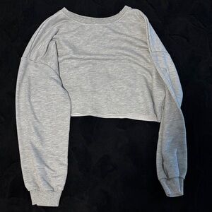 SHEIN Light Gray Cropped Boatneck Sweatshirt